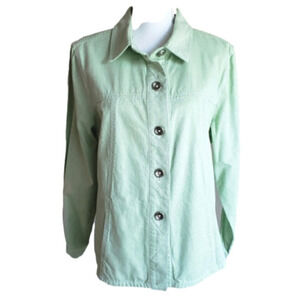 SUSAN GRAVER DENIM JACKET SZ L LIGHT GREEN